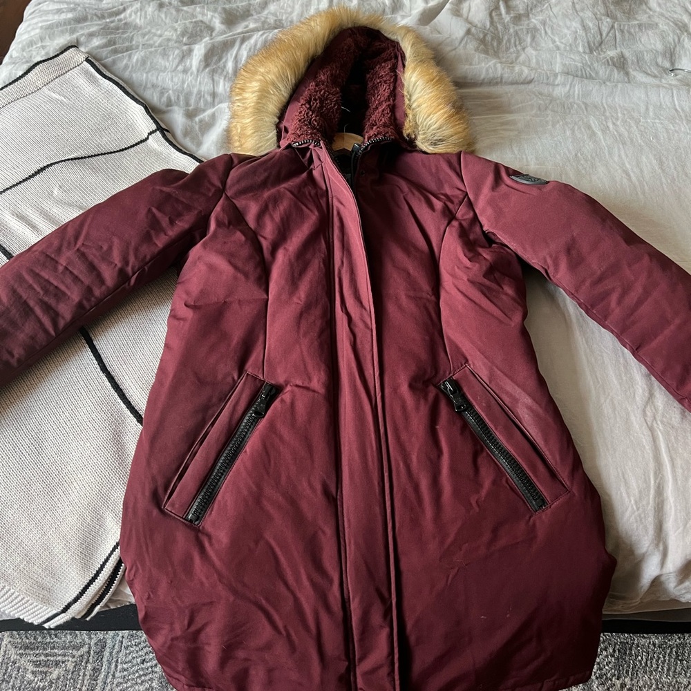 Vince Camuto maroon winter parka coat